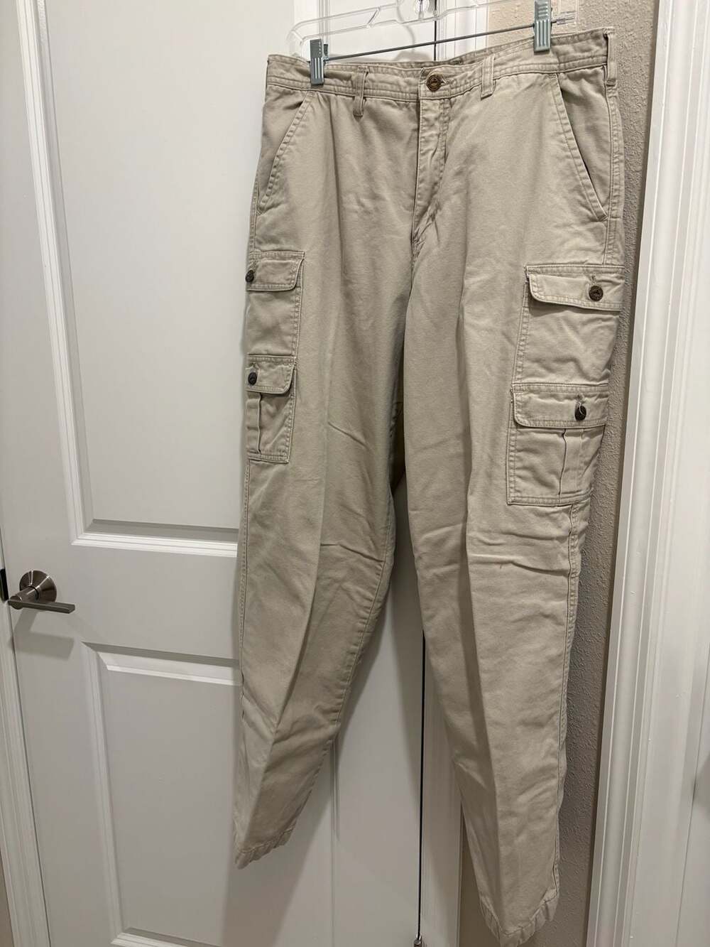 EMS Eastern Mountain Sports Flannel Lined Cargo Pants Khaki Beige Men's 34xR
